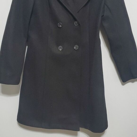 Black jacket size medium two rows of button double breasted overcoat - Picture 2 of 7